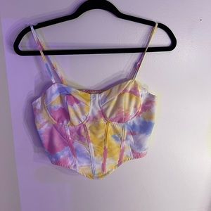 💛💗💙cropped corset top; cotton candy colors